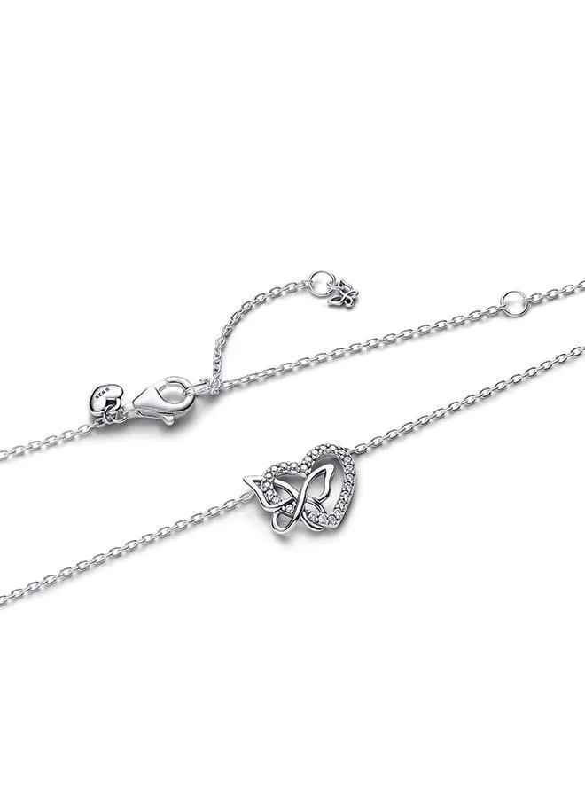 PANDORA  Entwined Heart & Butterfly Pendant Necklace for Women | Best Price UAE